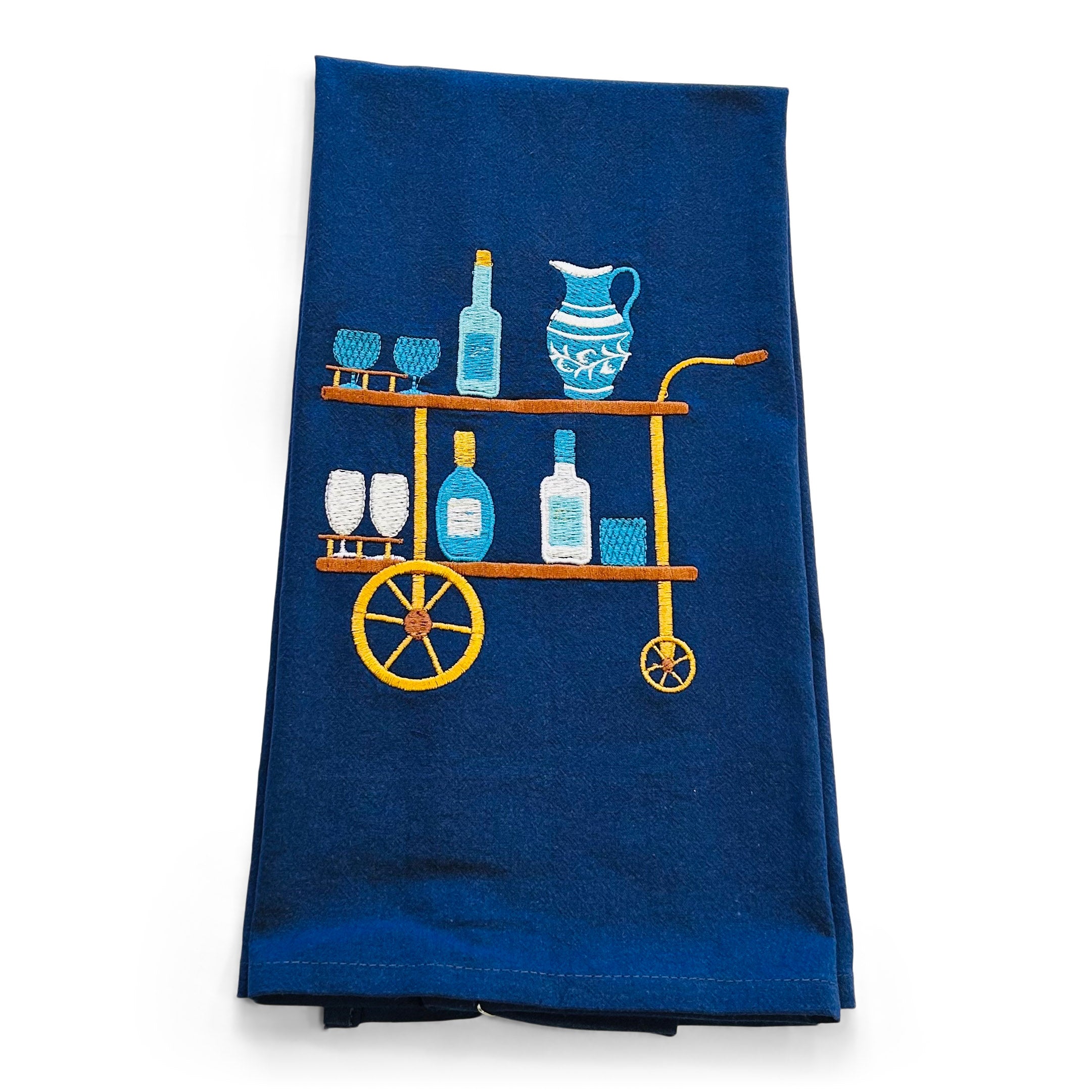 Chinoiserie Mediterranean Blue Bar Cart