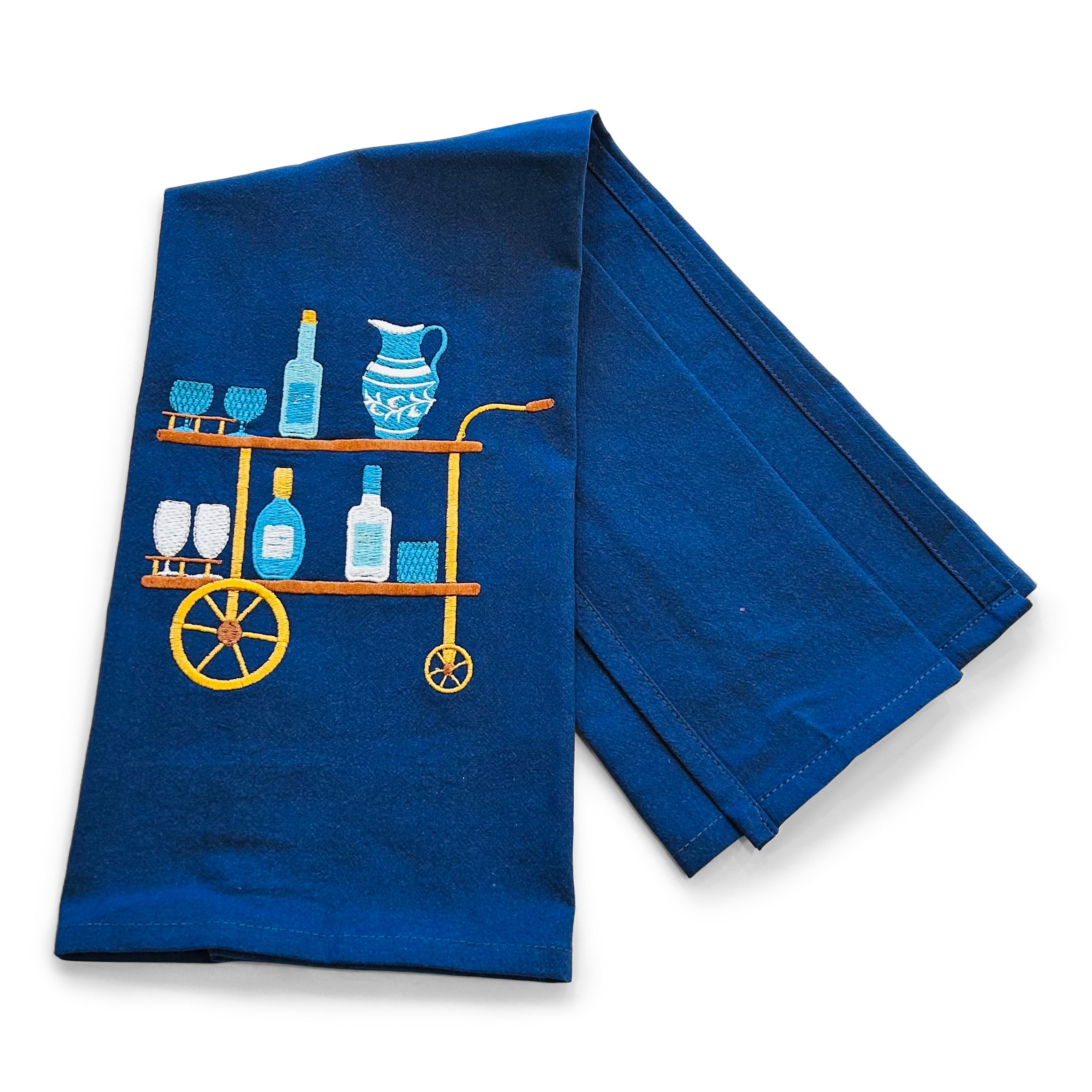 Chinoiserie Mediterranean Blue Bar Cart