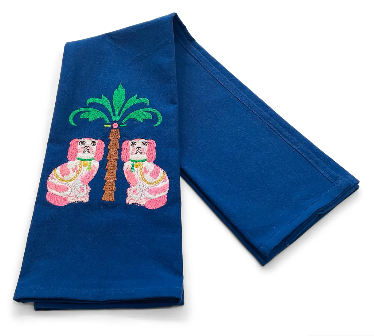 Staffordshire Dogs with Palm Tree on navy