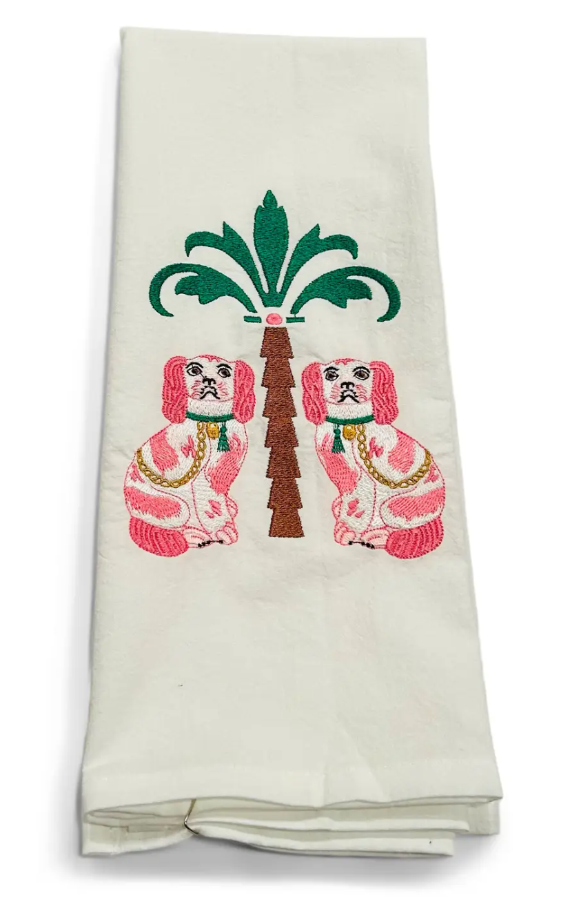 Staffordshire Dogs with Palm Tree on white