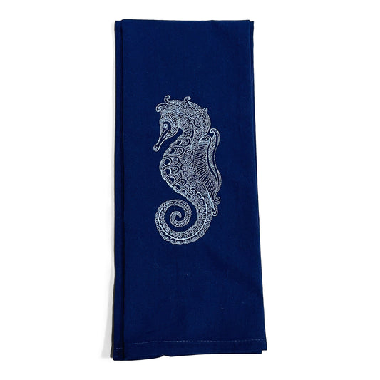 Seahorse Chinioserie Dish Towel