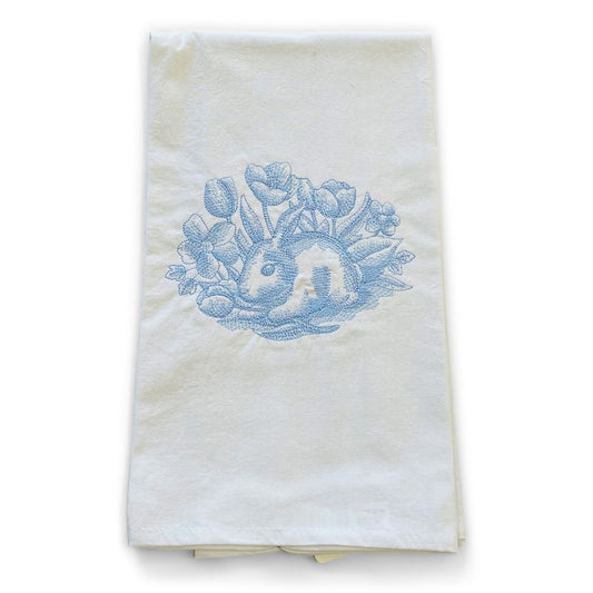 Toile Bunny in Tulips Spring Dish Towel