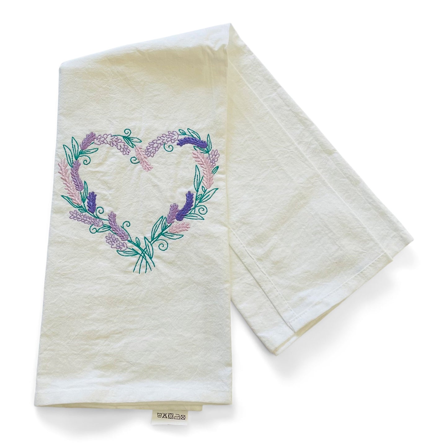 Lavender Wreath Heart Dish Towel