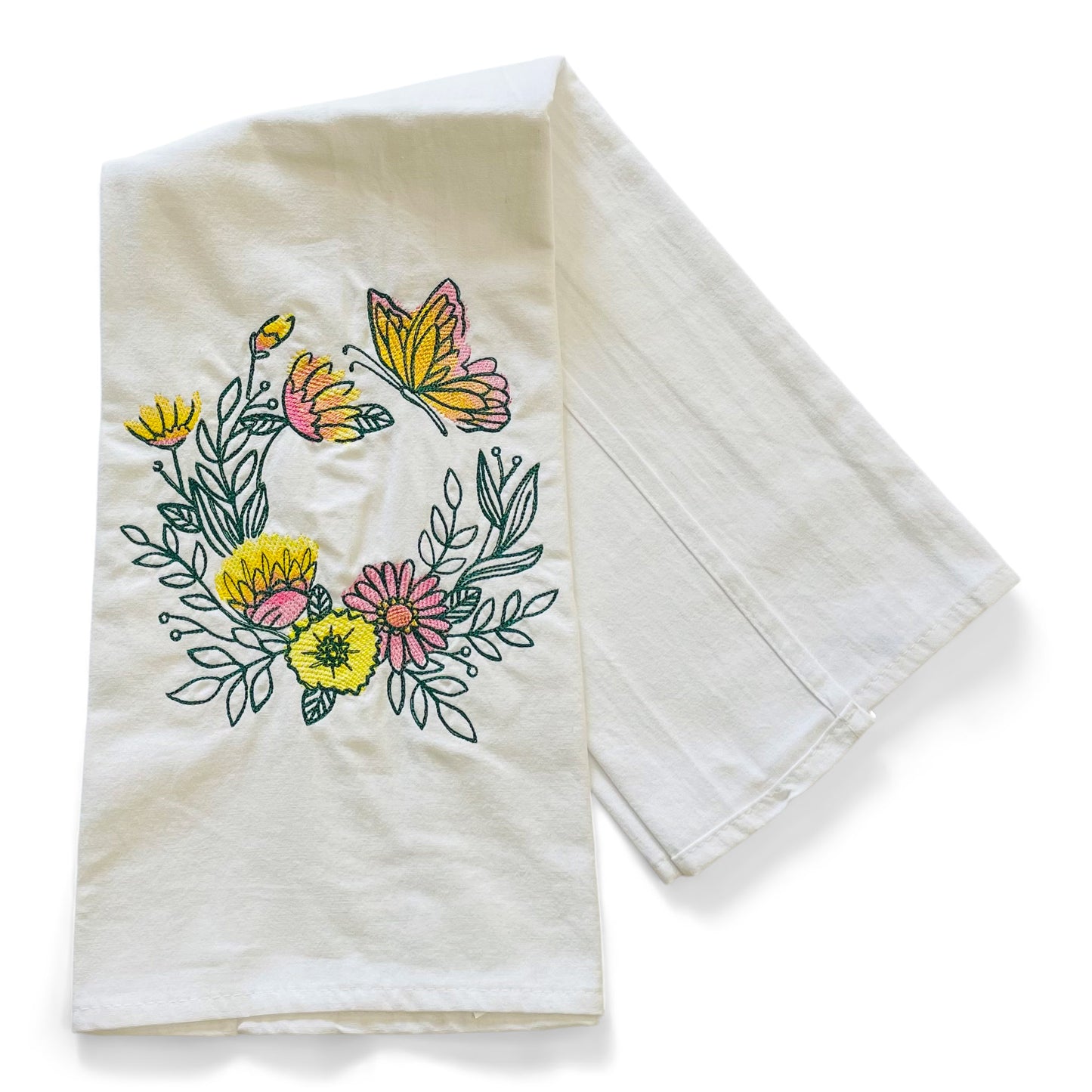 Butterfly Wreath Spring Dish Towel
