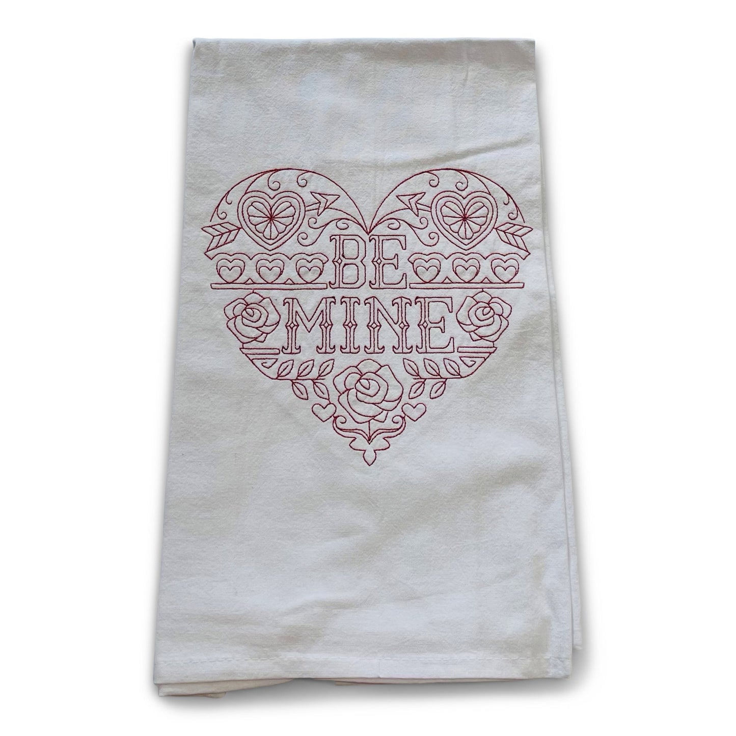 Valentine's Be Mine Candy Heart Dish Towel