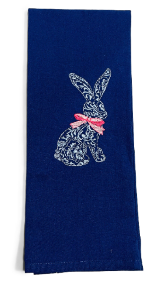 Chinoiserie Bunny Spring Easter Dish Towel