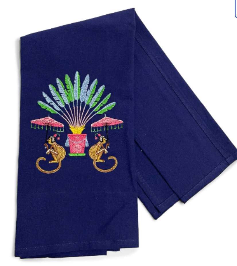 Chinoiserie Monkeys with Palms Dish Towel