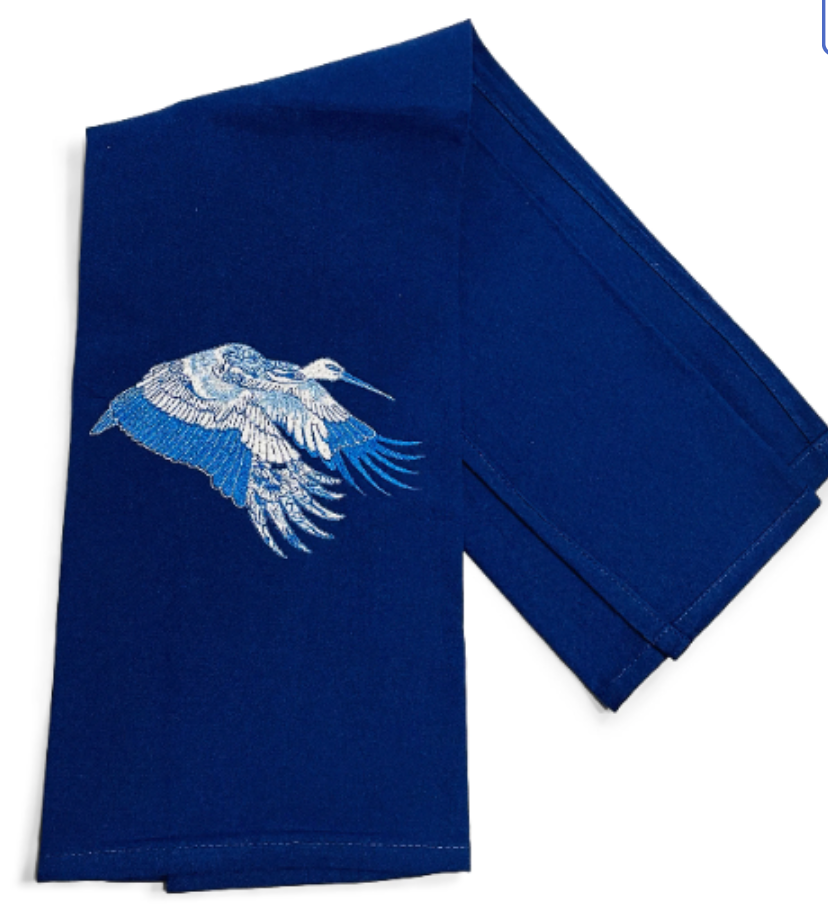 Chinoiserie Crane Bird Dish Towel