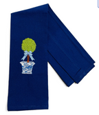 Chinoiserie Topiary with Blue Bow Dish Towel