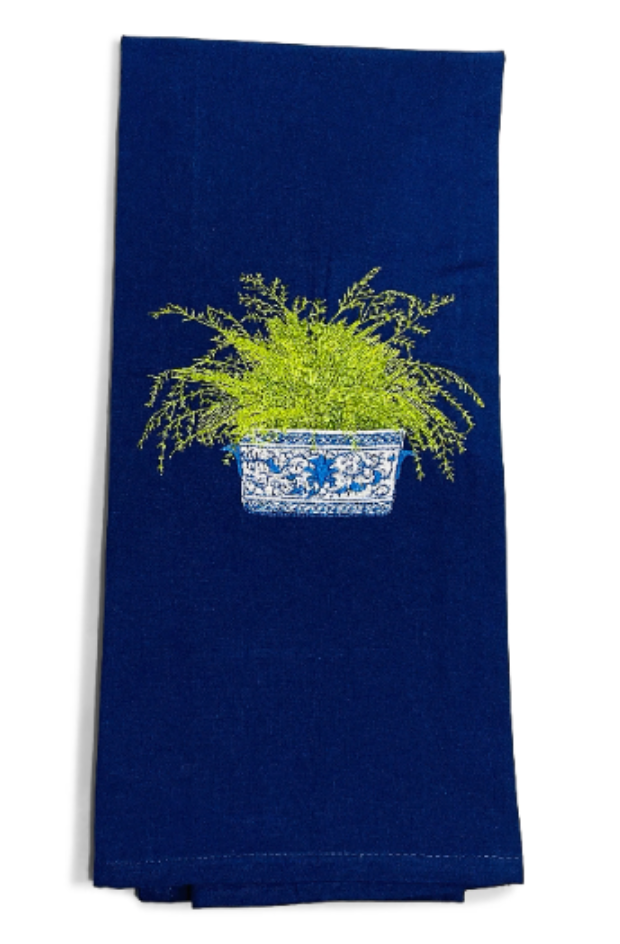 Fern in Chinoiserie Planter Dish Towel
