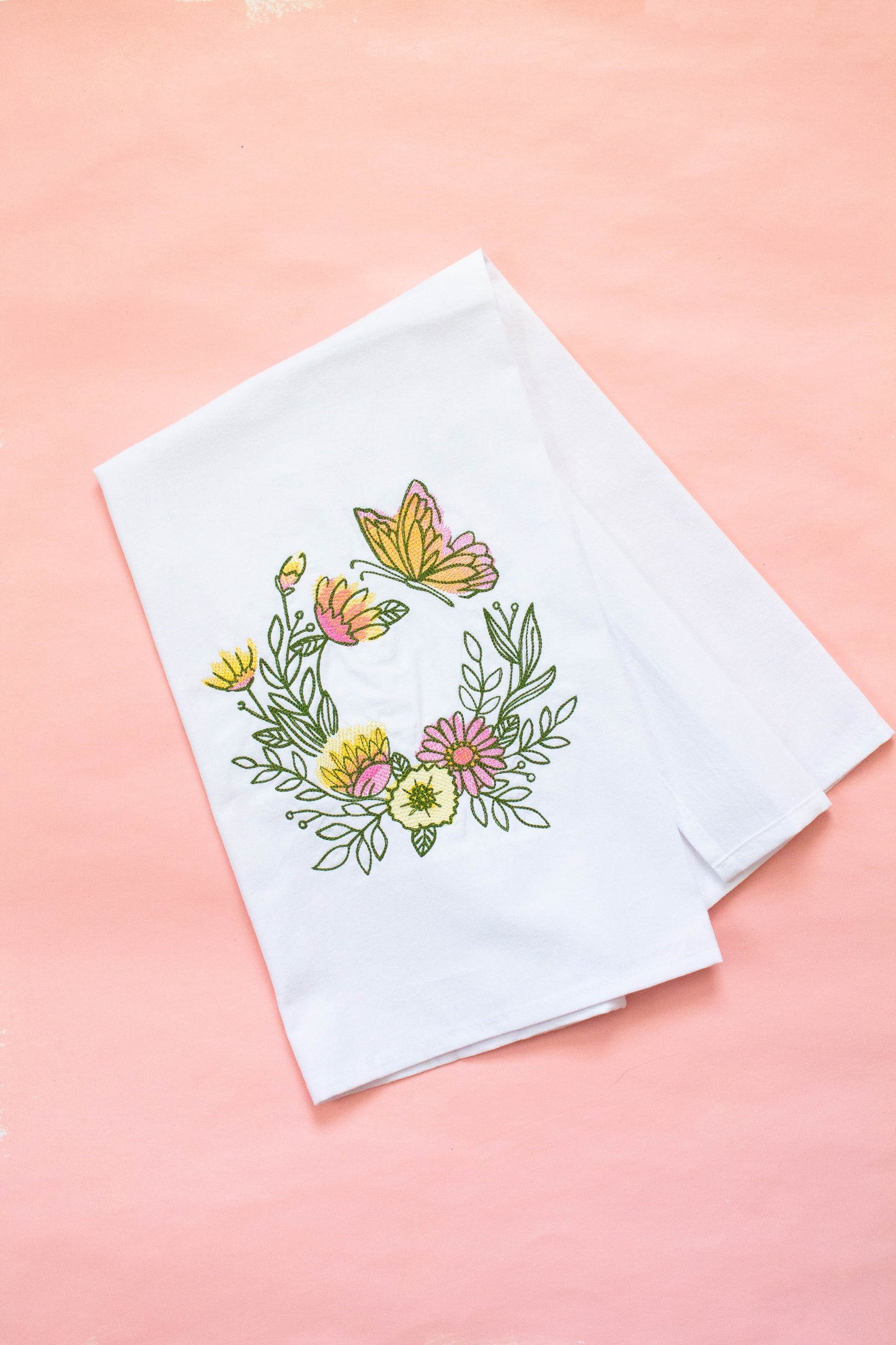 Butterfly Wreath Spring Dish Towel