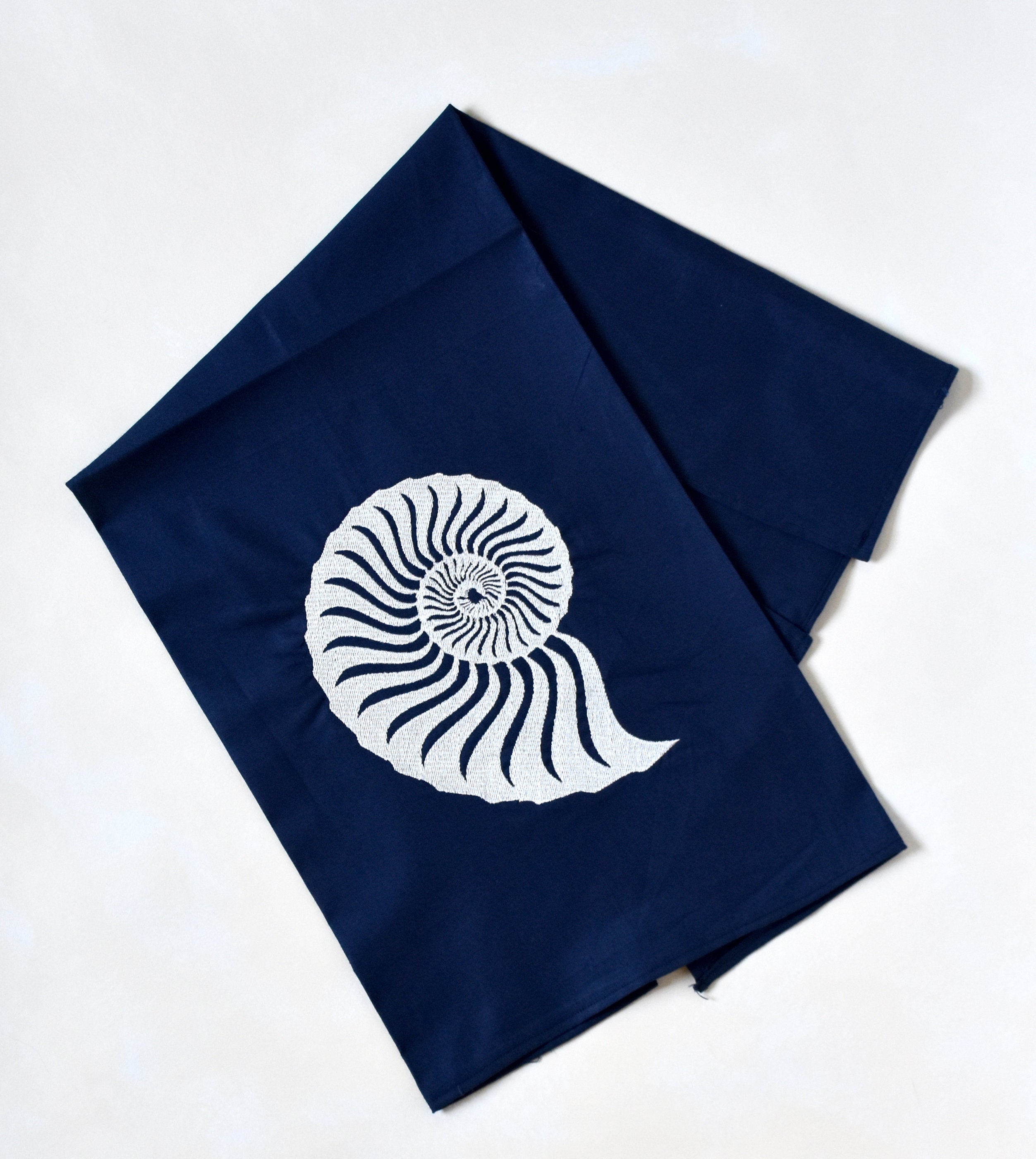 Navy Nautical Swirl Nautilus Shell Towel