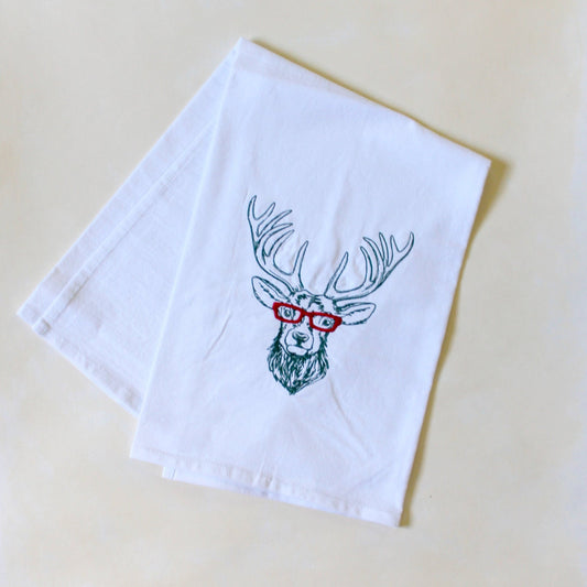 Deer Reindeer with Glasses Towel