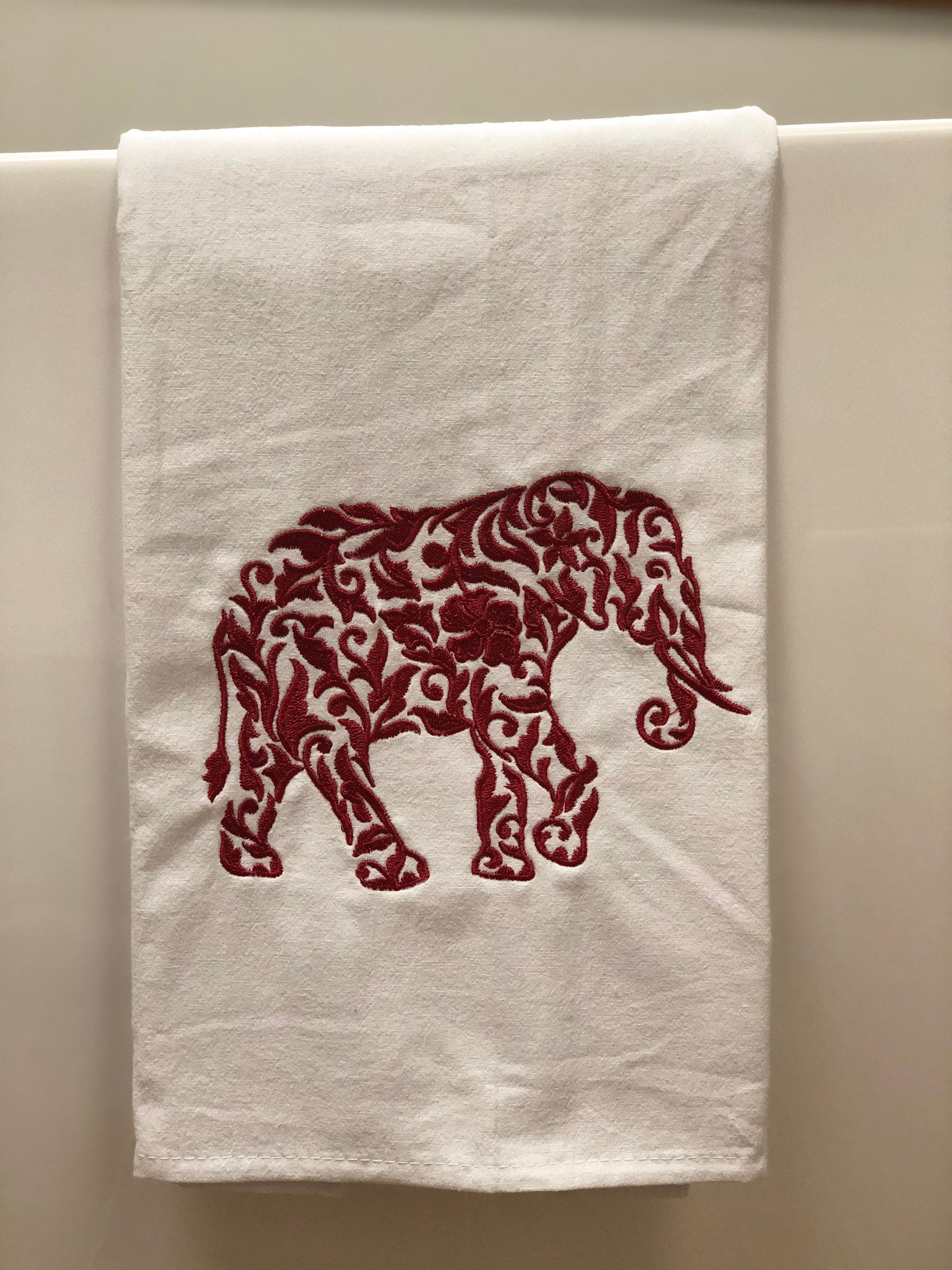 Elephant in Maroon Red Towel