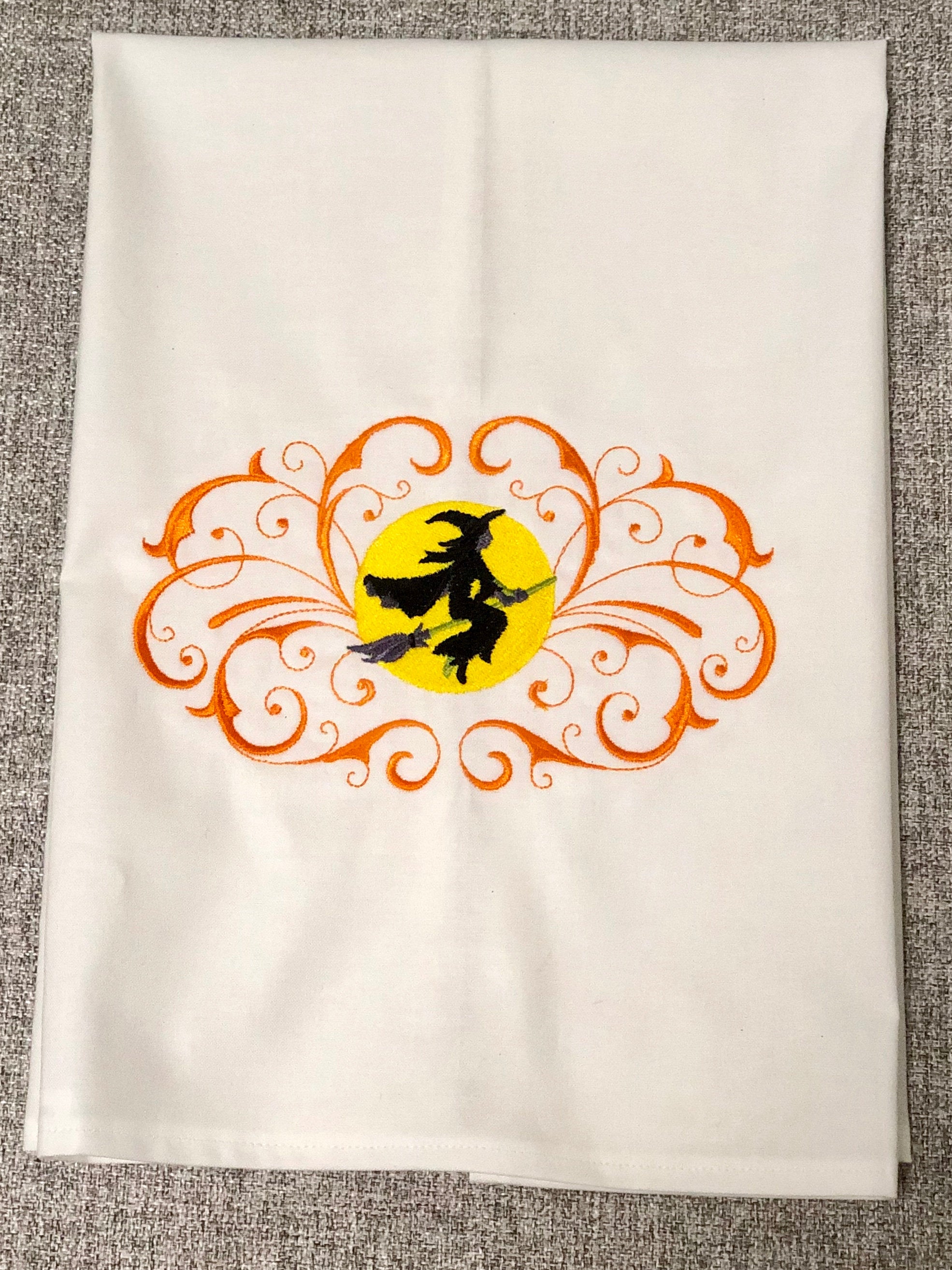 Halloween Witch Riding Broom Towel
