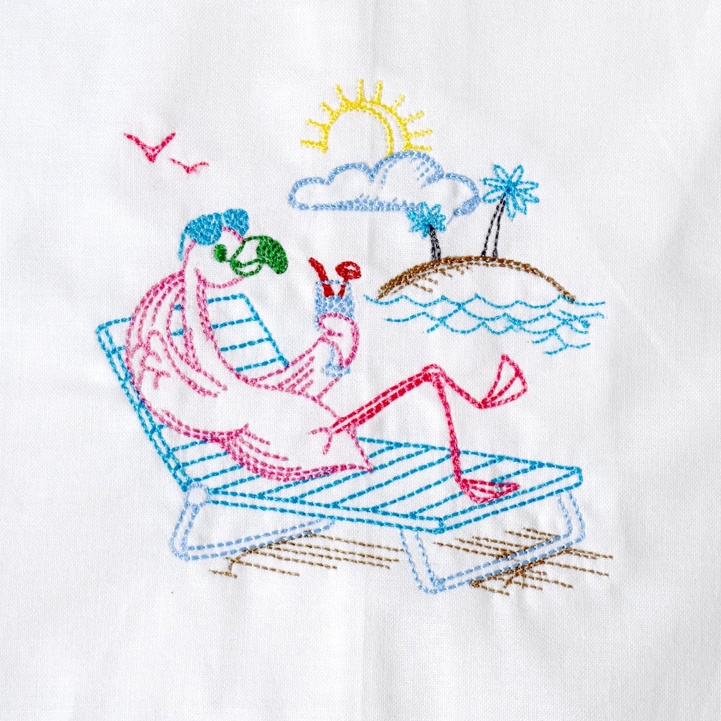 Flamingo on Island Living Towel