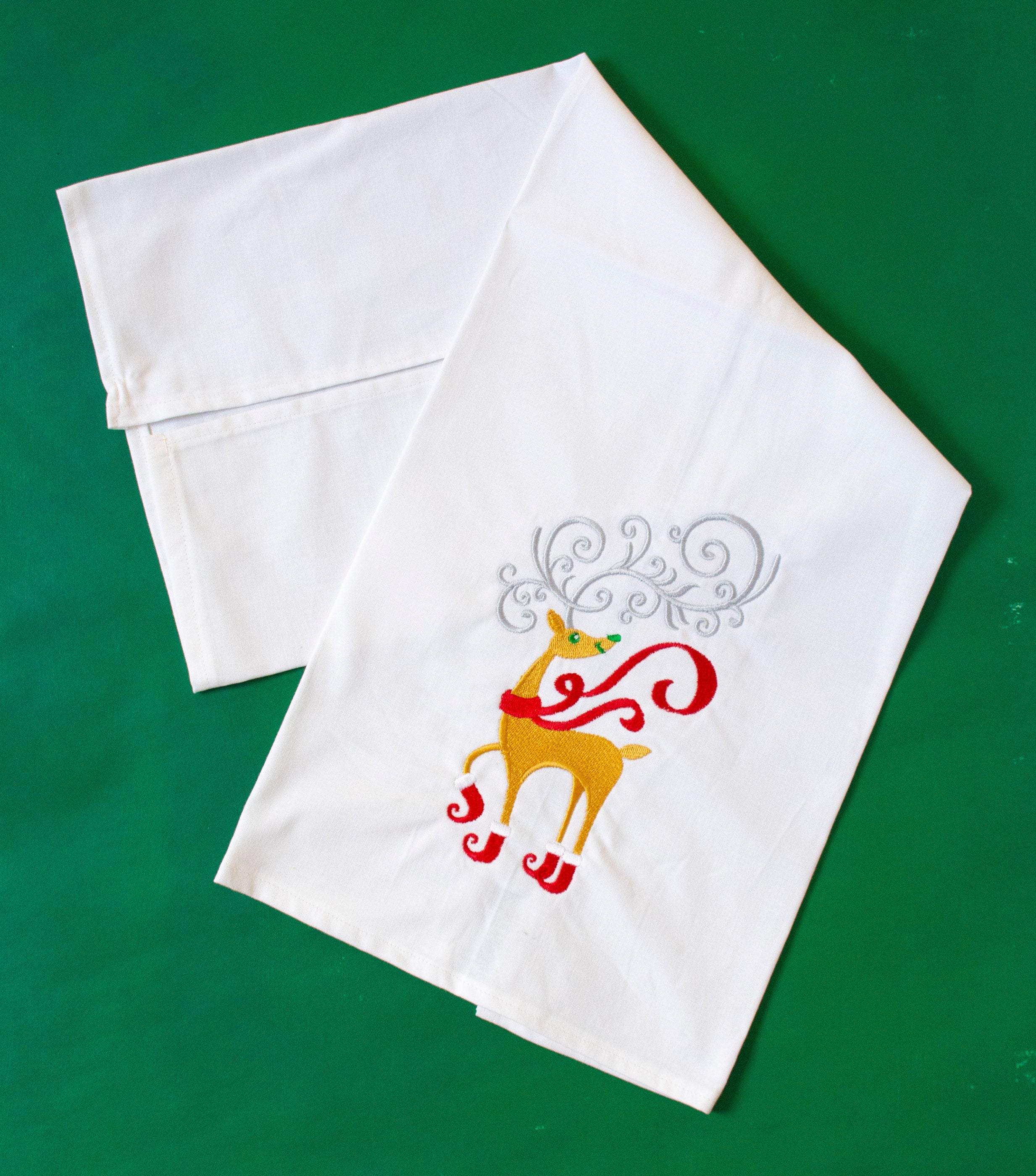 Reindeer in Elf Boots Christmas Towel