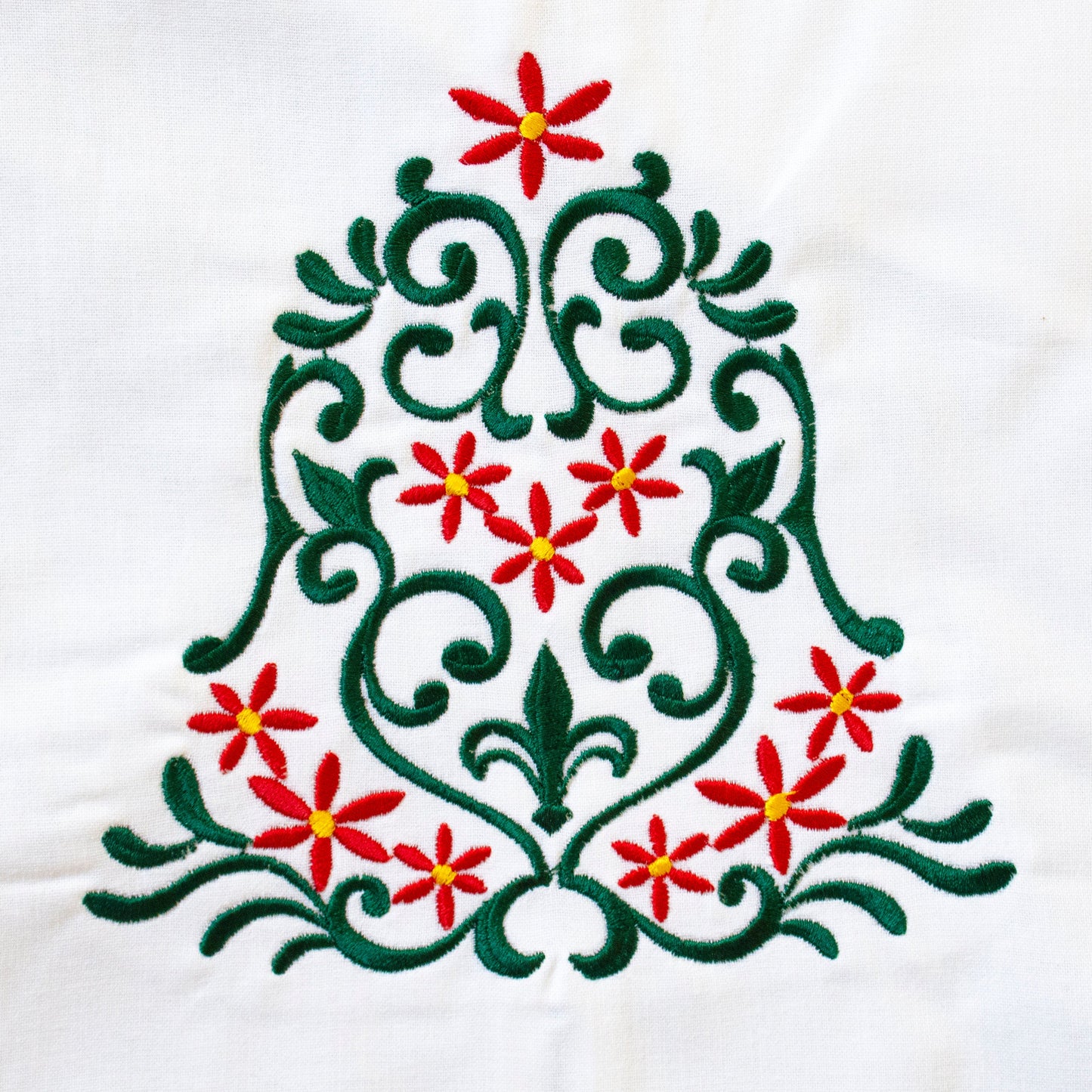Holly Poinsettia Christmas Bell Towel