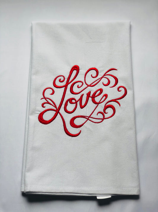 Valentine's Love Message in Red Dish Towel