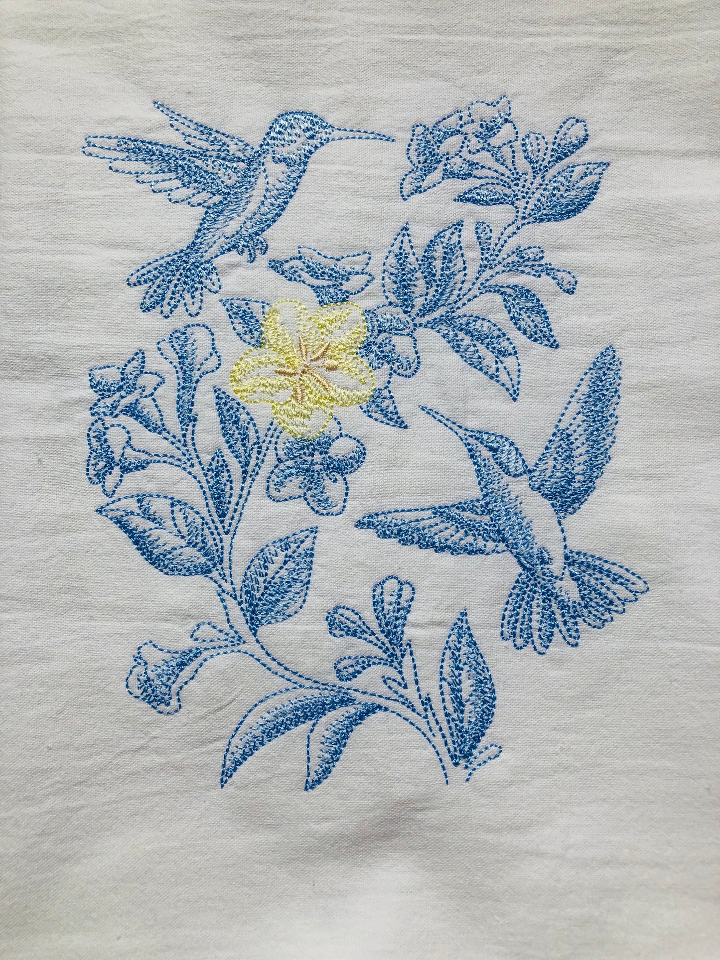 Toile Hummingbird Spring Dish Towel